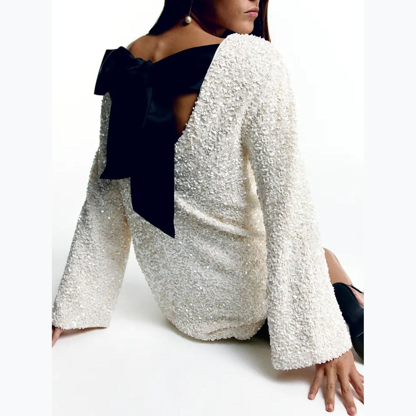 Marcelle | Robe à paillettes avec nœud et fermeture à nœud pour femmes