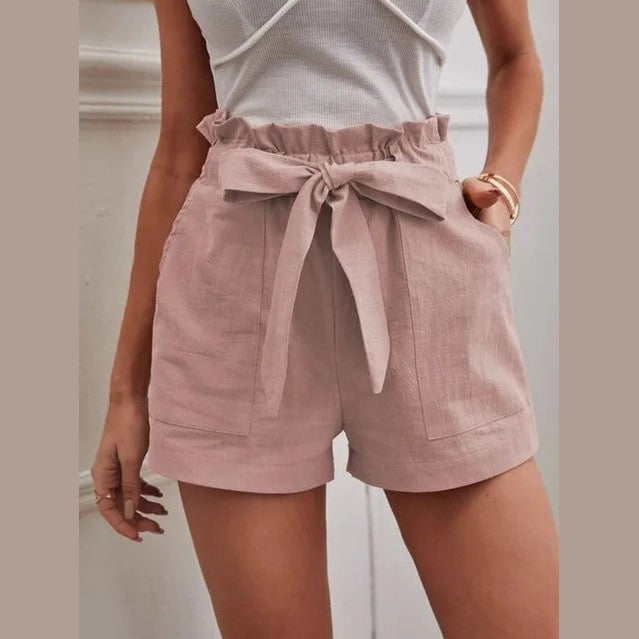 Lian | Short taille haute avec ceinture à nouer pour femme