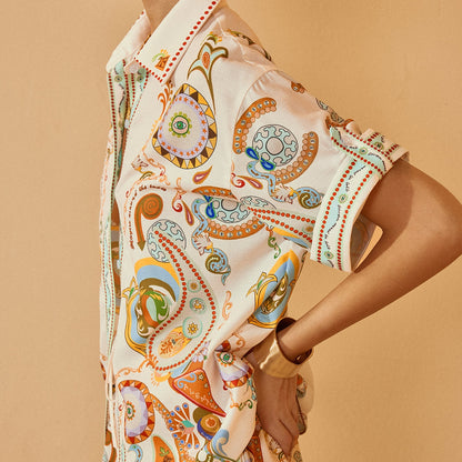 Abriella | Ensemble Court avec Polo Imprimé à Manches Courtes pour Femme