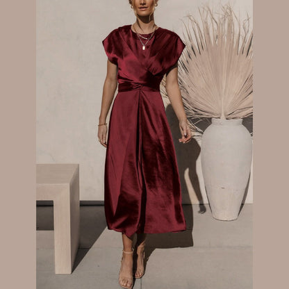 Claire | Robe midi élégante en soie pour femme