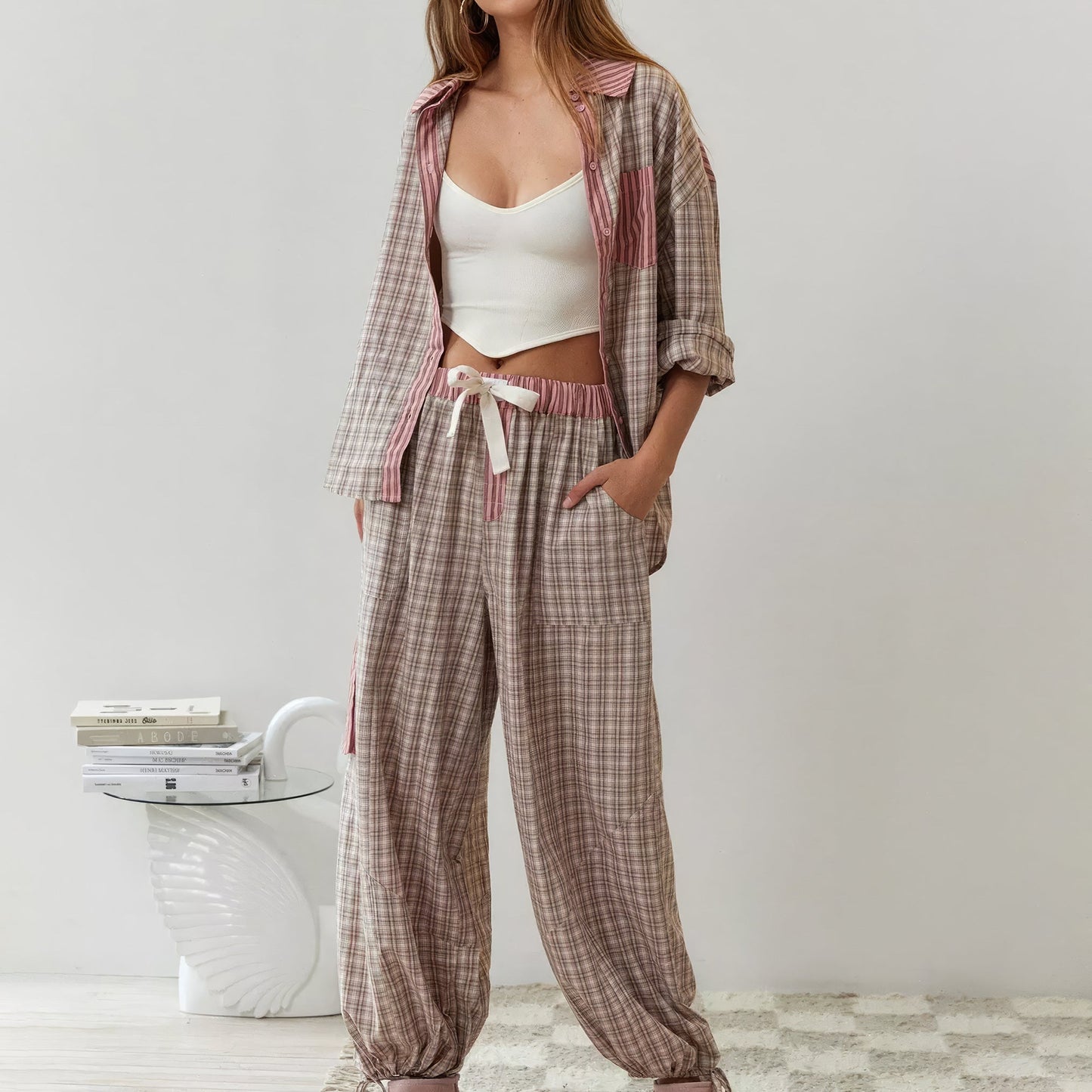 Dianna | Ensemble de détente confortable à rayures pour femmes