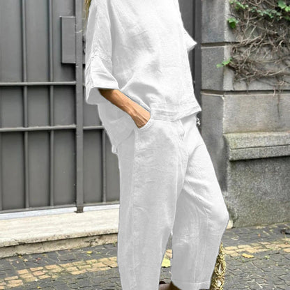 Ivory | Ensemble en lin décontracté avec coupe ample pour femmes