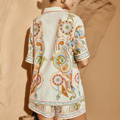 Abriella | Ensemble Court avec Polo Imprimé à Manches Courtes pour Femme
