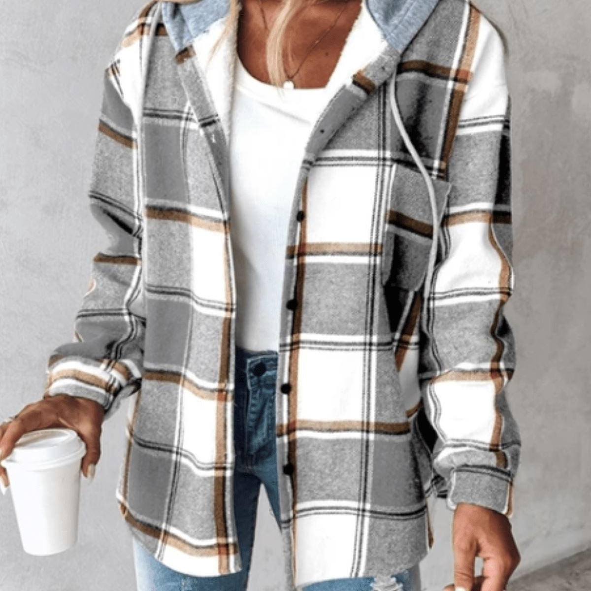 Antonia - Veste à carreaux pour femmes Essentielle Gris S 