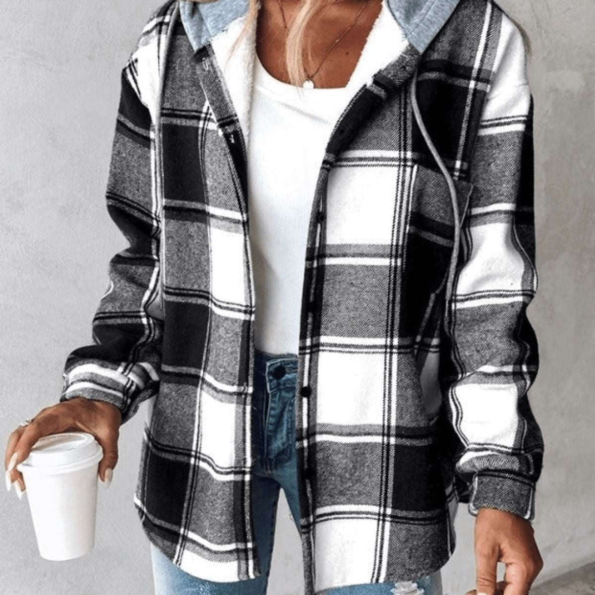 Antonia - Veste à carreaux pour femmes Essentielle Noir S 