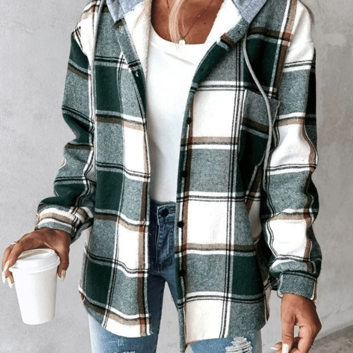 Antonia - Veste à carreaux pour femmes Essentielle Vert S 