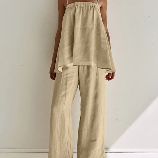 Zeina | Ensemble d'été décontracté beige pour femmes