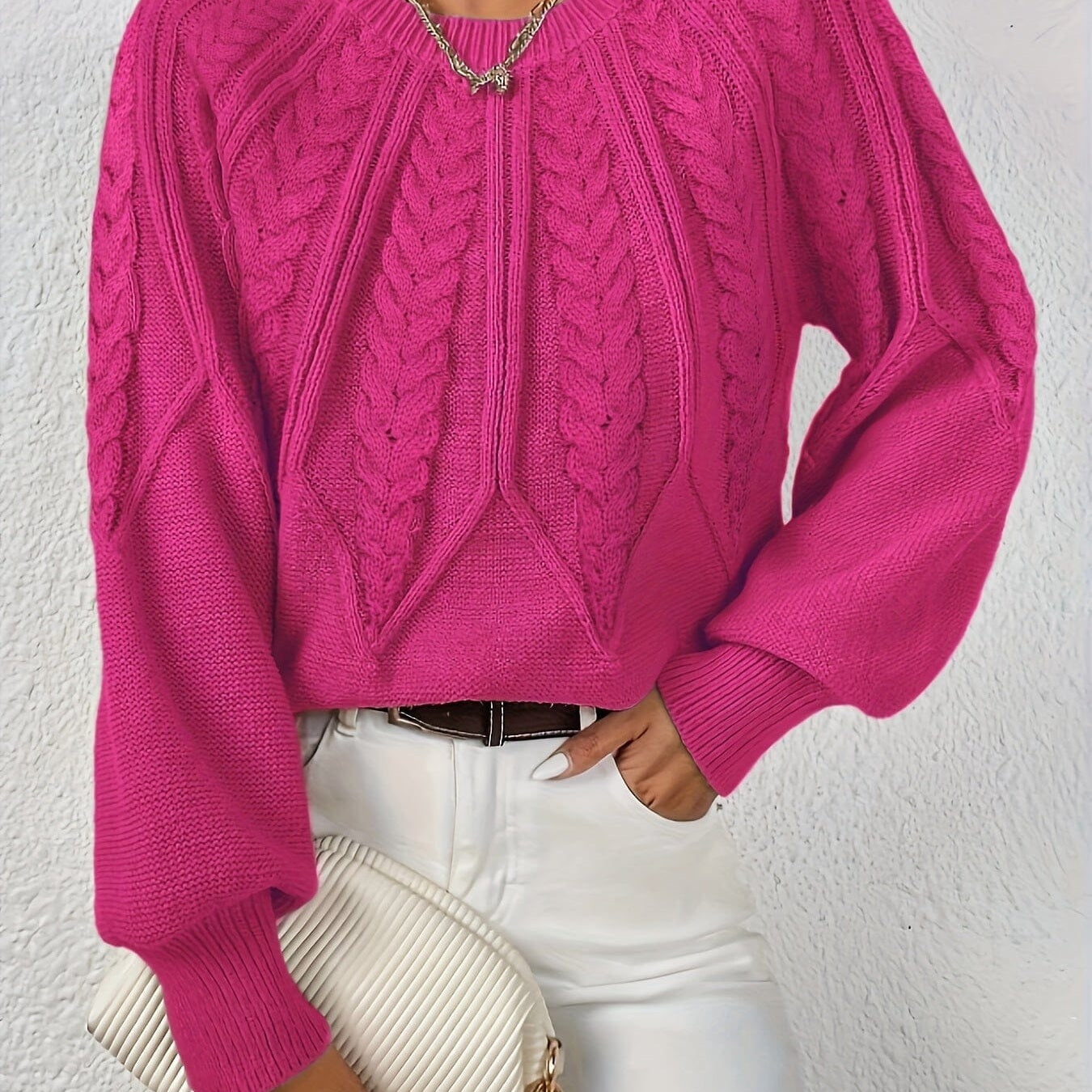 Margot | Pull chaud tricoté Essentielle Rose XS 