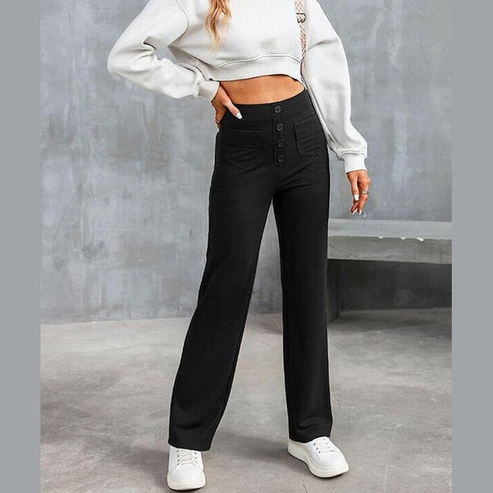 Pantalon décontracté élastique à taille haute Miss Essentielle 