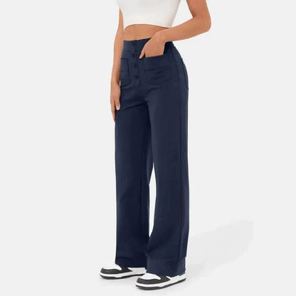 Pantalon décontracté élastique à taille haute Miss Essentielle Marine XS (34) 