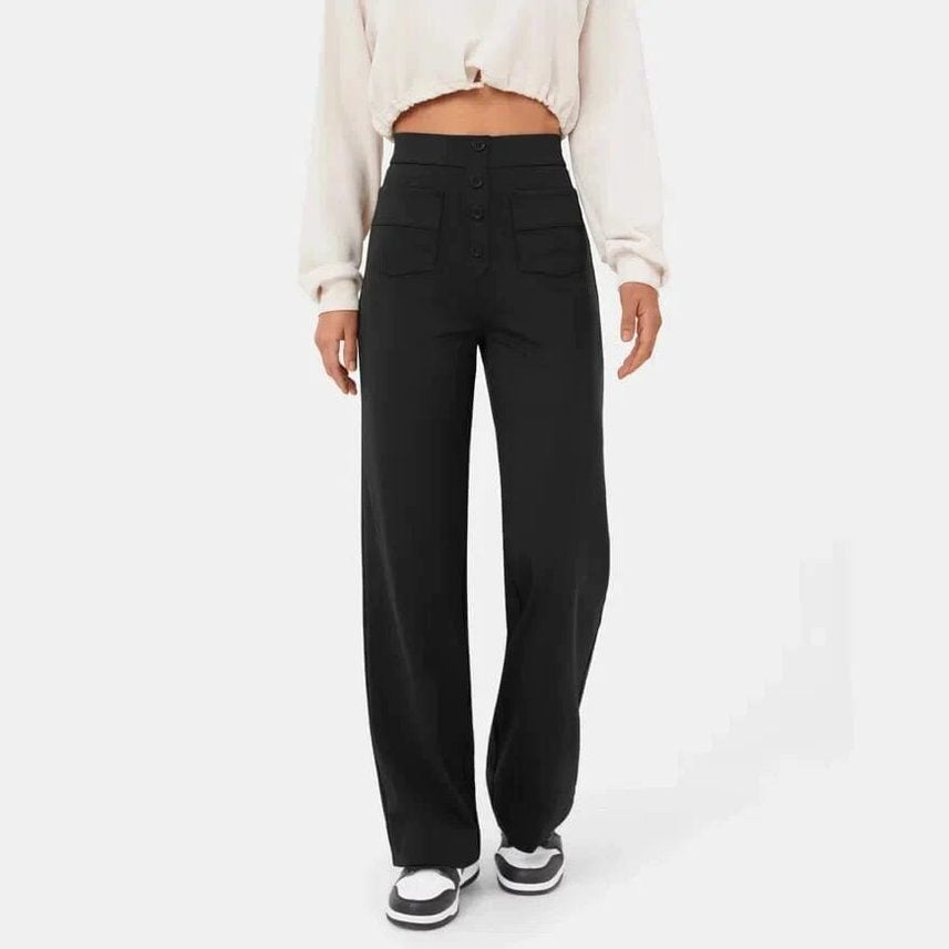 Pantalon décontracté élastique à taille haute Miss Essentielle Noir XS (34) 