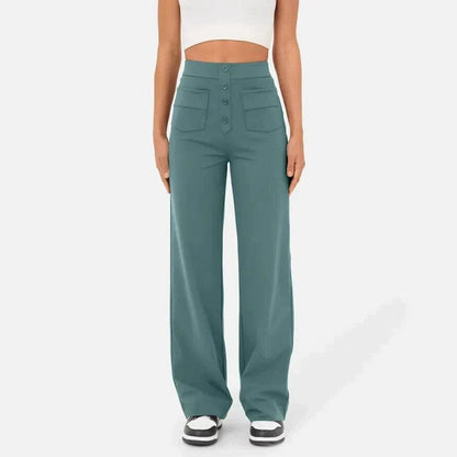 Pantalon décontracté élastique à taille haute Miss Essentielle Vert torquoise XS (34) 