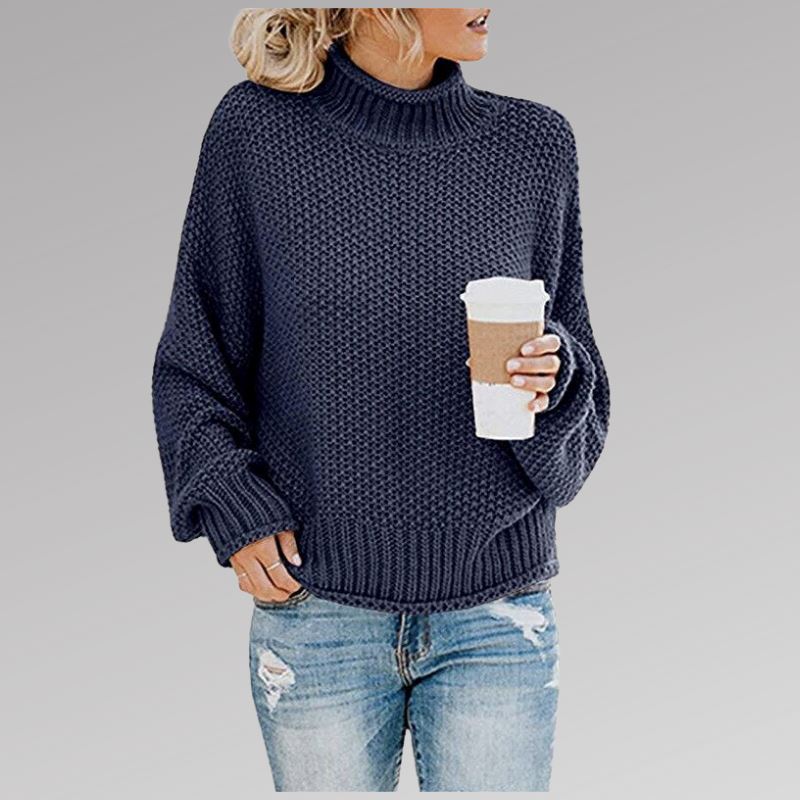 Rabea - Pull tricoté à la main Essentielle Bleu S 