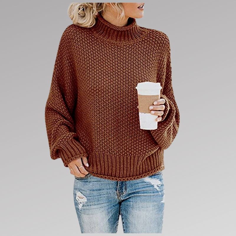 Rabea - Pull tricoté à la main Essentielle Marron S 