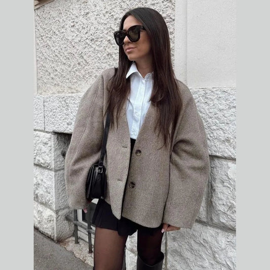 THE KONF™ | Manteau en laine élégant FEMININO Essentielle S Biege 