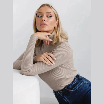 THE KONF™ | Pull à col roulé pour femme FEMININO Essentielle Taille unique Beige 