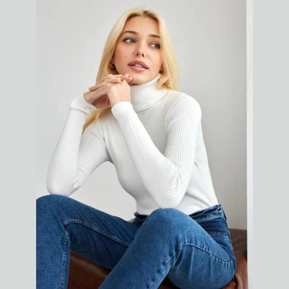 THE KONF™ | Pull à col roulé pour femme FEMININO Essentielle Taille unique Blanc 