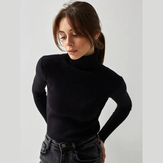THE KONF™ | Pull à col roulé pour femme FEMININO Essentielle Taille unique Noir 