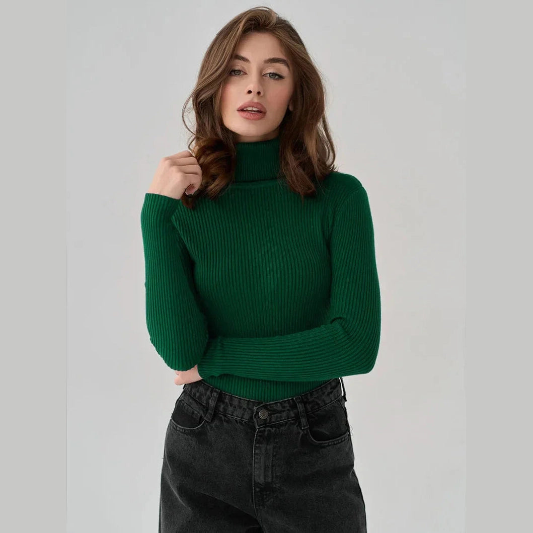 THE KONF™ | Pull à col roulé pour femme FEMININO Essentielle Taille unique Vert 