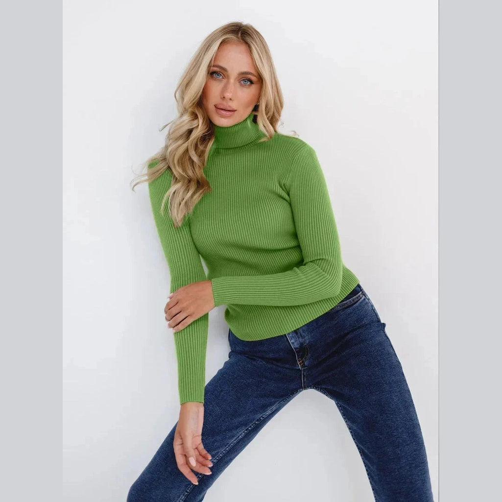 THE KONF™ | Pull à col roulé pour femme FEMININO Essentielle Taille unique Vert clair 