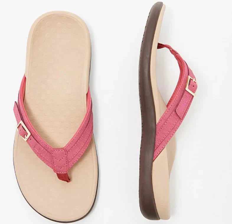 THE KONF™ | Sandale Orthopédique Pour Femme Alicia Chaussons de marche orthopédiques et diabétiques Essentielle Rouge 35 